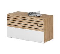 Stella Trading Zapatos Milan, con Asiento, Aspecto Artesano, Banco Moderno con Espacio de Almacenamiento para su Pasillo, Material de Madera, Blanco Artisan Roble, Sitzbank