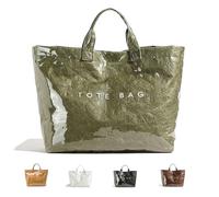 Stellaya Tote Bag, 2025 New Womens Letters Thick Pvc Tote Bag, Stellaya Womens Letters Print Large Kraft Paper (Green)
