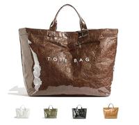 Stellaya Tote Bag, 2025 New Womens Letters Thick Pvc Tote Bag, Stellaya Womens Letters Print Large Kraft Paper (Brown)