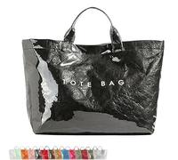 Stellaya Womens Letters Print Tote Bag,Stellaya Fashion Retro Tote Bag PVC Large Kraft Paper for Women (Black)