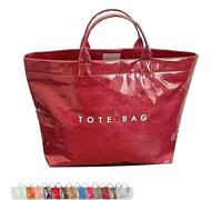 Stellaya Womens Letters Print Tote Bag Stellaya Fashion Retro Tote Bag PVC Large Kraft Paper for Women (Dark red)