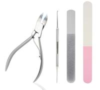 Stellmacher - Cortaúñas para los pies, kit profesional de cuidado de uñas con cortaúñas de acero inoxidable, kit de manicura y pedicura de 4 piezas para hombres y mujeres, kit de aseo para hombres y
