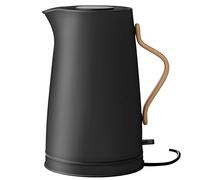 Stelton Emma Hervidor eléctrico hervidor de agua hervidor en diseño escandinavo filtro interruptor de seguridad de ebullición en seco con corte mango de madera de haya 12 litros Matt Negro