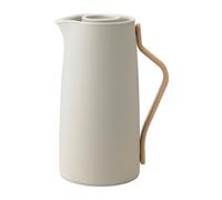 Stelton Termo de café Emma - Termo de Acero Inoxidable, Doble Pared, con Mango de Madera de Haya, Tapa fácil de Hacer Clic, 1,2 litros, Arena Suave