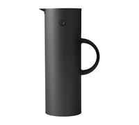 Stelton Jarra térmica EM77 - Jarra térmica de doble pared para bebidas calientes/frías - Tetera y café con inserto de cristal, cierre magnético, tapa de rosca, 1 litro, color negro suave