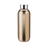 Stelton Keep Cool - Botella térmica de doble pared, diseño moderno, para agua, bebidas frías y calientes, café, té, 0,6 litros, color negro dorado oscuro