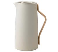 Stelton Termo de café Emma - Termo de Acero Inoxidable, Doble Pared, con Mango de Madera de Haya, Tapa fácil de Hacer Clic, 1,2 litros, Arena Suave