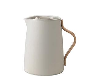 Stelton Tetera térmica Emma - Tetera de plástico con Tapa y Acero Inoxidable - Diseño Moderno, Filtro de infusión Integrado Inteligente y Mango de Madera de Haya, 1 litro, Arena Suave