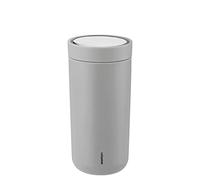 Stelton To-Go Click - Vaso térmico, termo de doble pared, taza de café a prueba de fugas, taza de té/taza de té con tapa Smart Click - Bebidas calientes y frías - 0,4 litros, gris claro suave