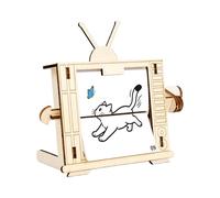 STEM Kit de TV de Madera: máquina de animación con manivela, Juego de construcción para niños, cumpleaños, Navidad, Año Nuevo, Juguete de Aprendizaje de Ciencias preescolares, Actividad educativa Crea