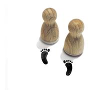 Stemplino F83+F84 - Juego de 2 sellos de pie con diseño de huellas de pie y 2 sellos para pie izquierdo y derecho, accesorios de madera (12 mm)