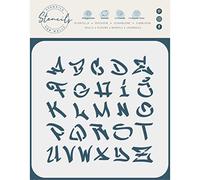 Stencil Company Plantilla de letras de graffiti de 1½ pulgadas, 21,5 x 21,5 cm de largo - Plantilla de escritura de letras del alfabeto estilo Street Vandle para plantilla de pintura