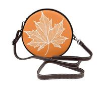 Stencil Of Maple Leaves - Bolso cruzado redondo de piel para mujer, color naranja