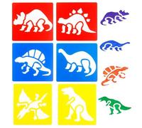 Stencils for Drawing for Children, Set of 6 Stencil 14 x 15 cm Dinosaurs, Creative Models Plastic and Reusable for Painting, DIY Decoration Crafts, Paper Wall Wood Woven