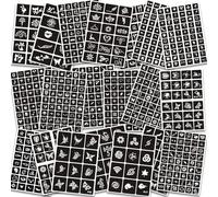Stencils Temporary Tattoo Stencils for Women Girls and Kids, 480+ PCS Henna Tattoo Stencil Kit,Temporary Indian Arabian Glitter Airbrush Tattoo Stencils for Face Body Paint DIY