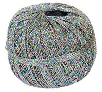 Stenli Hilo de ganchillo metálico brillante fino plateado arco iris DIY brillante hilo 350 m 50 gr 2 mm