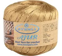 Stenli Hilo de Viscosa Efecto Seda (250m/50g) - Color Oro Viejo - Grosor 1mm para Ganchillo y Bordado - Rayón Brillante para Crochet y Encaje de Bolillos