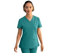 Stenso Nobby Uniformes Sanitarios Mujer Elastica - Casaca Sanitaria Mujer Stretch - Camisa Sanitaria Spandex Azul Verde XL