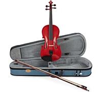 Stentor Conjunto de violín arlequín tamaño 3/4, violín para intermedios con arco de fibra de vidrio P&H, estuche ligero, instrumento de cuerda colorido 1401CRD, rojo cereza