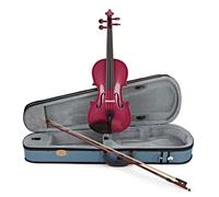 Stentor Violín arlequín de tamaño 1/2, violín para intermedios con arco de fibra de vidrio P&H, estuche ligero, instrumento de cuerda colorido 1401EPK, rosa frambuesa