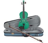 Stentor Violín arlequín tamaño 1/4, violín para intermedios con arco de fibra de vidrio P&H, estuche ligero, instrumento de cuerda colorido 1401FGR, verde salvia