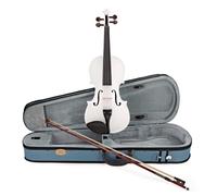Stentor Violín arlequín tamaño 4/4, violín para intermedios con arco de fibra de vidrio P&H, estuche ligero, instrumento de cuerda colorido 1401AWH, color blanco