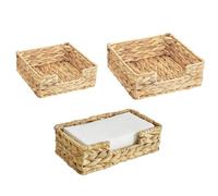 Steowsey 3 cestas de mimbre tejidas a mano para bandeja de tanque, bandeja de mimbre para cocina, hogar, oficina, almacenamiento de jacinto de agua, fácil de instalar