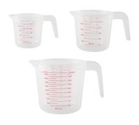 Steowsey 3Pc Juego De Jarra Medidora De Plástico 4 Tazas Grandes, 2 Y Capacidad De 1 Vasos De Medición Sin con Accesorios De Cocina Esenciales con Agarre En Ángulo