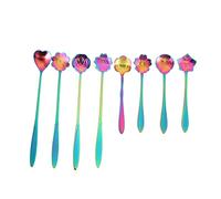 Steowsey 8Pcs Juego De Cucharas De Flores, 2 Cucharadas De Acero Inoxidable De Diferentes Tamanos, Cucharita De Cafe del Iris Que Revuelve