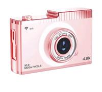 Steowsey Cámara digital 4K FHD de 50 MP, cámara de enfoque automático, pantalla IPS de 2.4 pulgadas, cámara compacta WIFI con luz de relleno para estudiantes, color rosa