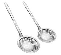 Steowsey Cuchara de skimmer, cucharas coladoras de acero inoxidable 304, cuchara de metal para freidora, diámetro de 4.3 y 5.9 pulgadas