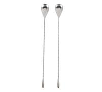 Steowsey Cuchara Mezcladora de Acero Inoxidable Conjunto de 2 Herramienta Profesional de Barra de Cóctel (12 Pulgadas) Diseño de Extremo de Lágrima de Estilo Japonés