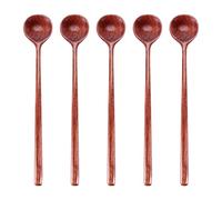 Steowsey Cucharas Largas De Madera, 5 Piezas Estilo Coreano 10,9 Pulgadas De Mano De Madera Natural 100% para Sopa Mezclador Agitador De Cocina Utensilios Herramientas De Cocina