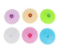 Steowsey De Comida Cubierta De La del Diamante Redonda (Juego De 6) Hermético Sello De Silicona Copa De Tapas De Cerveza Copa De Vino Casa Al Aire Libre Y Bar 6 Colores De Encaje