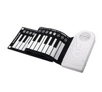 Steowsey Piano enrollado a mano de 49 teclas con altavoz, portátil, plegable, para niños, piano para principiantes, instrumento de enseñanza, color blanco