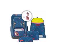 Step by Step GIANT Juego de mochila escolar de 5 piezas, diseño ergonómico con reflectores, altura regulable con correa de cadera y pecho, a partir de 1er grado, 23 litros, Horse Lima - Azul-rosa