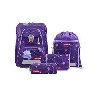 Step by Step Juego de mochila escolar FIT de 5 piezas, macuto ergonómico con reflectores, altura regulable con cinturón de cadera para niños y niñas a partir de 1ª clase, 19 l, Pegasus Emily - Púrpura