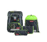 Step by Step Juego de mochila escolar FIT de 5 piezas, macuto ergonómico con reflectores, altura regulable con cinturón de cadera para niños y niñas a partir de 1ª clase, 19 l, Danger Cat Chiko - Gris