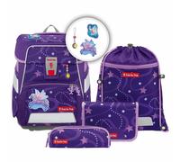 Step by Step Set de mochila escolar Space de 5 piezas, macuto ergonómico con reflectores, altura regulable con cinturón para la cadera, a partir de 1ª clase, 20 l, Pegasus Emily - Púrpura, 28 x 37 x