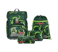 Step by Step Juego de mochila escolar Cloud, 5 piezas, macuto ergonómico con reflectores, altura regulable con cinturón de cadera, a partir de 1ª clase, 19 l, Ninja Akiro - Verde, moderno