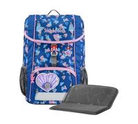 Step by Step Mochila infantil con cojín de asiento, ergonómica, con correa de pecho extraíble, para guardería, preescolar y ocio, 13 l, Seashell Pearl - Azul-rosa