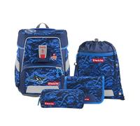 Step by Step Set de mochila Escolar Space Manta Rio de 5 piezas, color azul, diseño de mundo submarino, macuto ergonómico con reflectores, altura regulable con cinturón de cadera para niños a partir