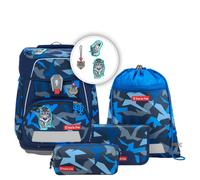 Step by Step Space - Mochila escolar (5 piezas, 20 L, 1ª clase), Snow | Macuto ergonómico con reflectores, altura regulable con cinturón de cadera