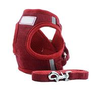 Step In Hundegeschirr mit Leine, aus weiches Mesh & Cordoptik, braunes Geschirrset, passend fuer Hunde & Katzen, Einsatz: Spaziergang, Reise & Alltag, Haustier Zubehör Alltag Reise Pflege