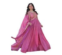 STEP N SHOP.COM Mujeres indias oro aplastamiento con secuencia trabajo Partywear Anarkali estilo traje conjunto 15145, 1, 44