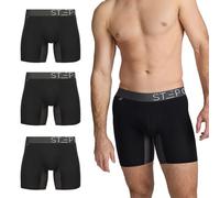 STEP ONE Calzoncillos tipo bóxer para hombre, paquete de 3, antirozaduras, cómodos que absorben la humedad, Negro y gris, 4X-Large grandes