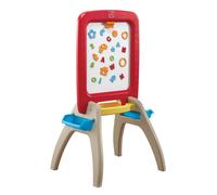 Step2 all around easel for two Pizarra para ninos | Pizarra infantil de Plastico en rojo | Juguete / Caballete magnetica y plegable con 94 accesorios