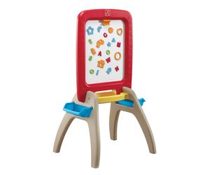 Step2 all around easel for two Pizarra para ninos | Pizarra infantil de Plastico en rojo | Juguete / Caballete magnetica y plegable con 94 accesorios