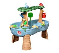 Step2 Dino Showers - Mesa de agua grande con juego de accesorios de 13 piezas, mesa de juegos para el agua para niños en azul y marrón
