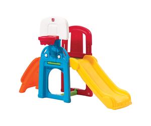 Step2 Game Time Sports Climber Parque infantil con Tobogan y Columpio y muchas opciones de Juego | Zona de Juegos / escalar para ninos | Canasta de Baloncesto, Muro de escalada de Plastico